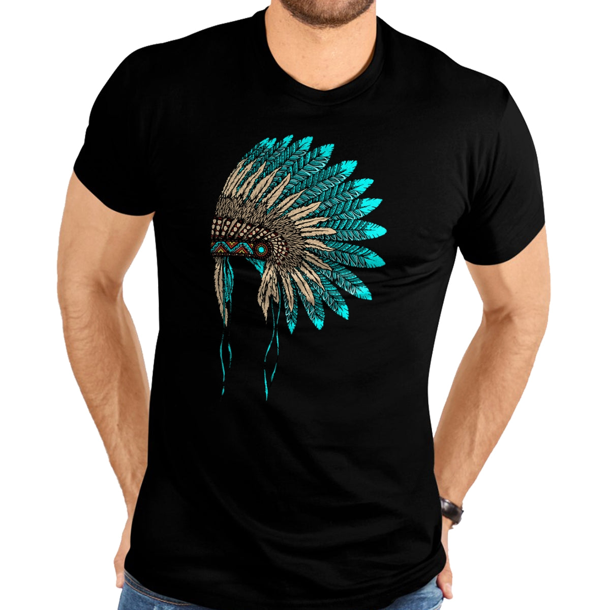 Native American T-Shirts, Vintage Native American Unisex T-Shirt/Hoodie/Sweatshirt HLT00 - Native American Indian Headdress Costume Jewelry Decor T-Shirt (1)