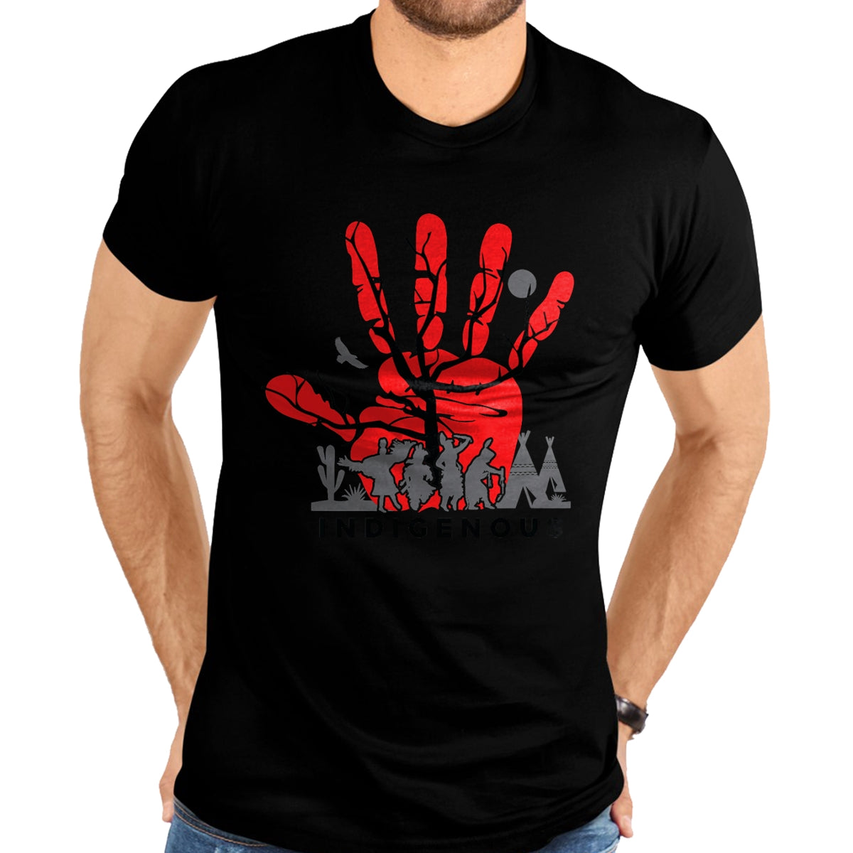 Native American T-Shirts, Vintage Native American Unisex T-Shirt/Hoodie/Sweatshirt HLT00 - Native American Indigenous Red Hand Indian Blood Themed T-Shirt (11)