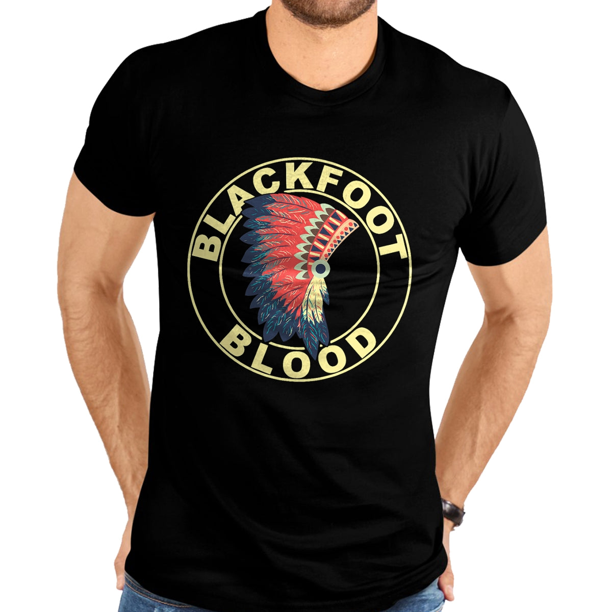 Native American T-Shirts, Vintage Native American Unisex T-Shirt/Hoodie/Sweatshirt HLT00 - American Flag - Blackfoot Blood Native American Headdress Blackfoot Tribe T-Shirt