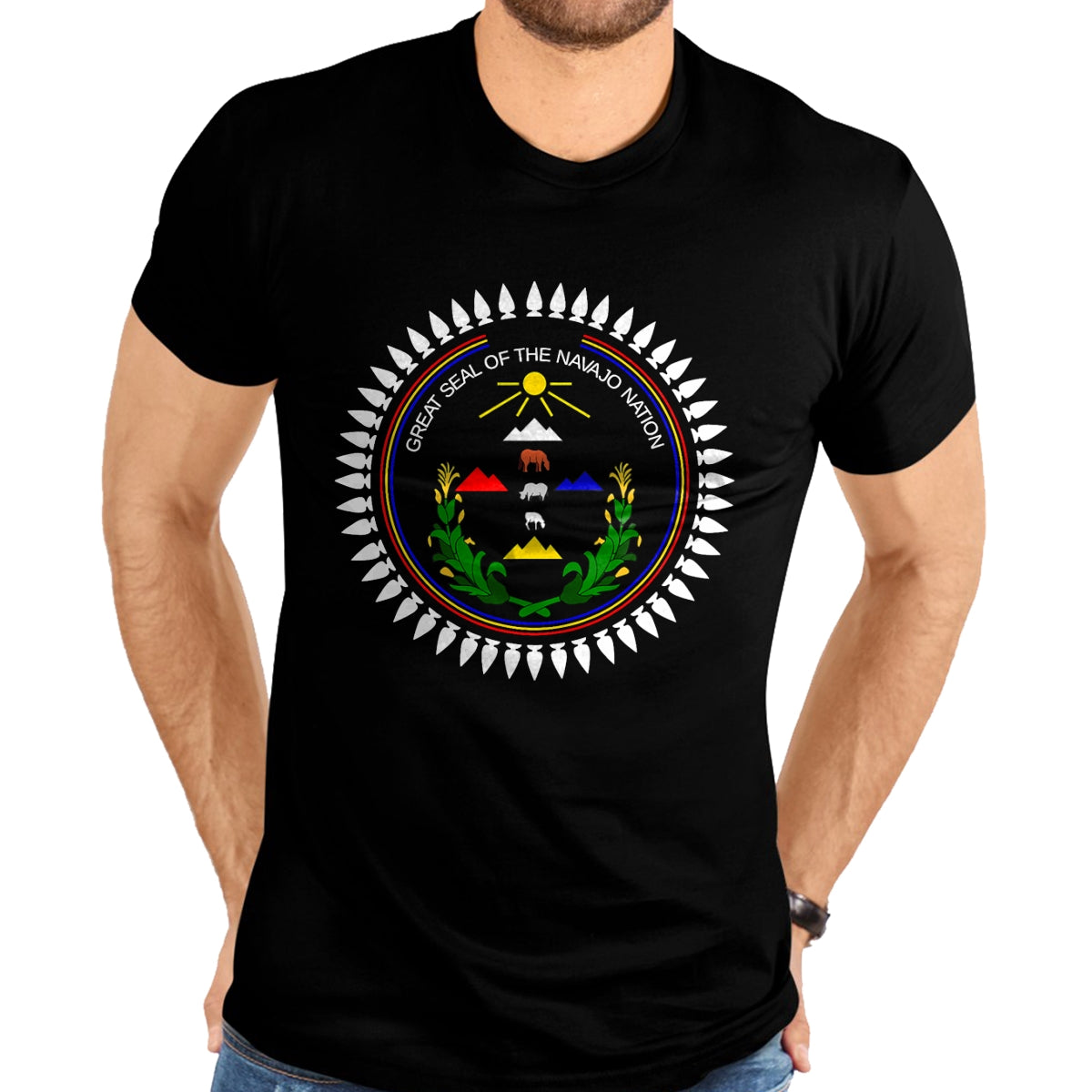 Native American T-Shirts, Vintage Native American Unisex T-Shirt/Hoodie/Sweatshirt HLT00 - Navajo Flag Native American Mens Womens Kids T-Shirt (1)