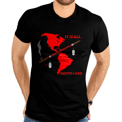 Native American T-Shirts, Vintage Native American Unisex T-Shirt/Hoodie/Sweatshirt HLT00 - Native American It's Native Land With Ceremonial Pipe T-Shirt