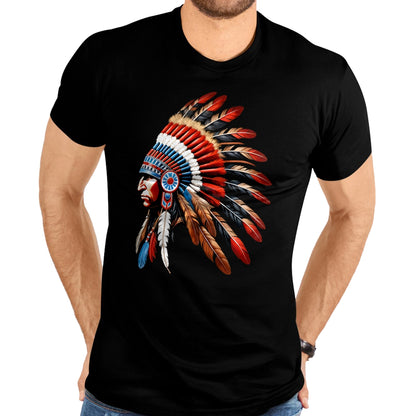 Native American T-Shirts, Vintage Native American Unisex T-Shirt/Hoodie/Sweatshirt HLT00 - Native American Indian Chief Headdress Indigenous Men Boys T-Shirt (1)