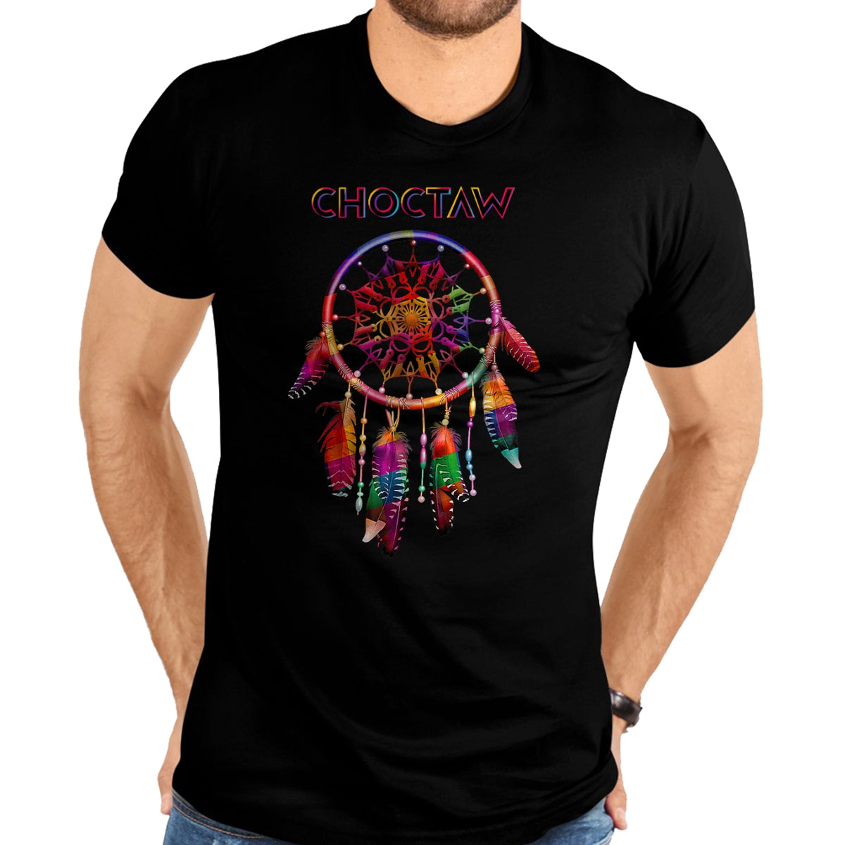 Native American T-Shirts, Vintage Native American Unisex T-Shirt/Hoodie/Sweatshirt HLT00 - American Flag - Choctaw Native American Indian Colorful Dreamcatcher Tribal T-Shirt