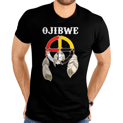 Native American T-Shirts, Vintage Native American Unisex T-Shirt/Hoodie/Sweatshirt HLT00 - Ojibwe Anishinaabeg People Native American Medicine Wheel T-Shirt (1)