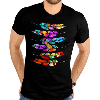Native American T-Shirts, Vintage Native American Unisex T-Shirt/Hoodie/Sweatshirt HLT00 - American Flag - Colorful Feathers American Indian Pride Native American T-Shirt