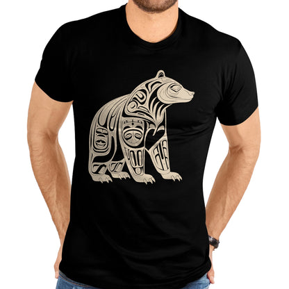 Native American T-Shirts, Vintage Native American Unisex T-Shirt/Hoodie/Sweatshirt HLT00 - American Flag - Bear Native Formline Art Salish Haida Tlingit Pacific Animal T-Shirt (1)