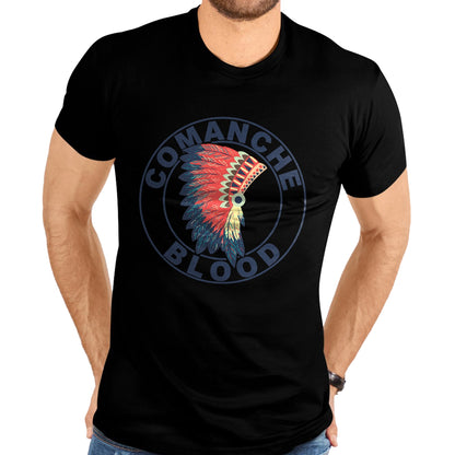 Native American T-Shirts, Vintage Native American Unisex T-Shirt/Hoodie/Sweatshirt HLT00 - American Flag - Comanche Blood Headdress Native American Comanche Tribe T-Shirt