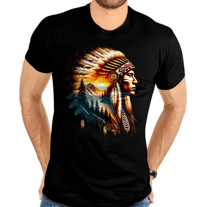 Native American T-Shirts, Vintage Native American Unisex T-Shirt/Hoodie/Sweatshirt HLT00 - American Flag - Cool Native American Indian Chief Men Women Native American T-Shirt (1)
