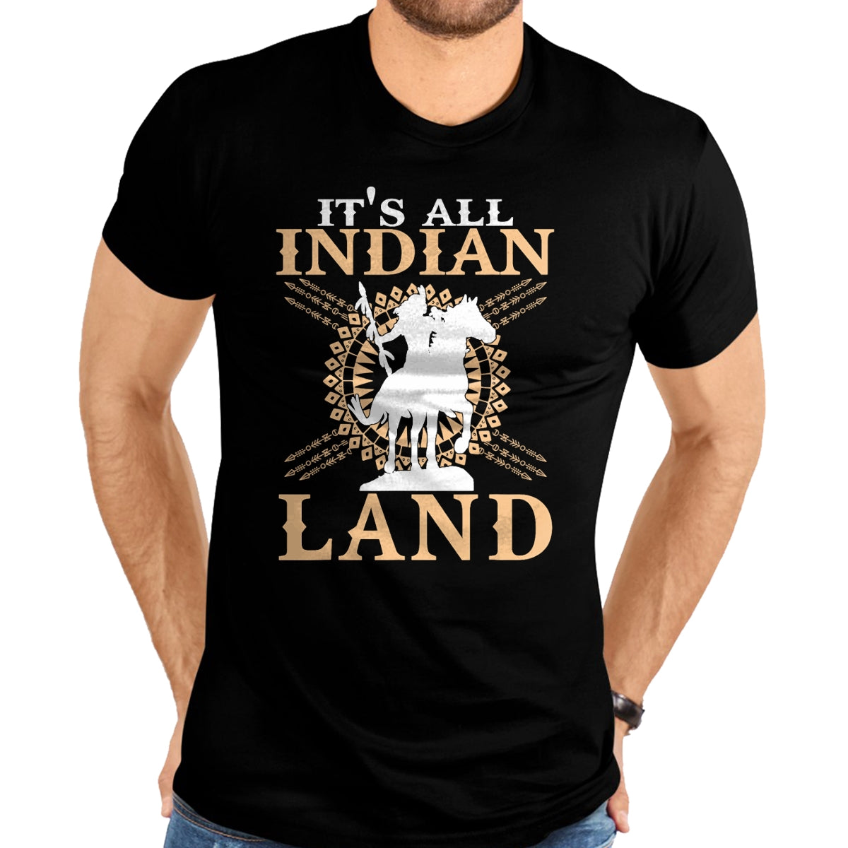 Native American T-Shirts, Vintage Native American Unisex T-Shirt/Hoodie/Sweatshirt HLT00 - Native American Tee It's All Indian Land Native Immigrants T-Shirt (1)
