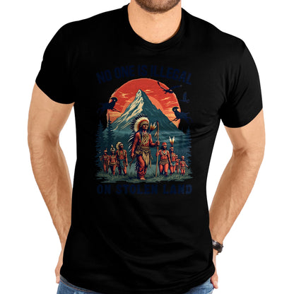 Native American T-Shirts, Vintage Native American Unisex T-Shirt/Hoodie/Sweatshirt HLT00 - Native Americans No One Is Illegal on Stolen Land T-Shirt (1)