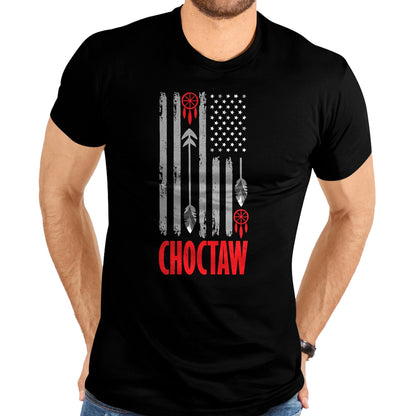 Native American T-Shirts, Vintage Native American Unisex T-Shirt/Hoodie/Sweatshirt HLT00 - American Flag - Choctaw Tribe Native American Day Indigenous Peoples Day Men T-Shirt