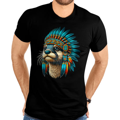 Native American T-Shirts, Vintage Native American Unisex T-Shirt/Hoodie/Sweatshirt HLT00 - Native Indian Otter Native American Indian Feathers T-Shirt (1)