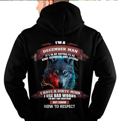 DECEMBER - KNOW HOW TO RESPECT - BIRTHDAY T-SHIRT FOR MEN - EBIL12 (SKU12-162-12)