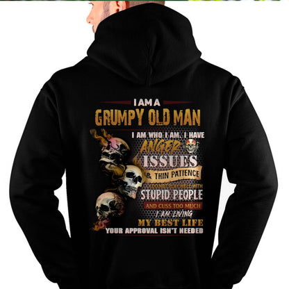 Grumpy Old Man T-Shirt - Funny Skull Anger Issues Tee - Perfect Gift For Men EBIL00 (SKU08-67-00)