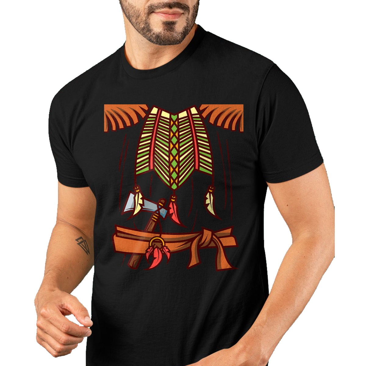 Native American T-Shirts, Vintage Native American Unisex T-Shirt/Hoodie/Sweatshirt HLT00 - Funny Native American Halloween Indian Simple Easy Costume T-Shirt (1)