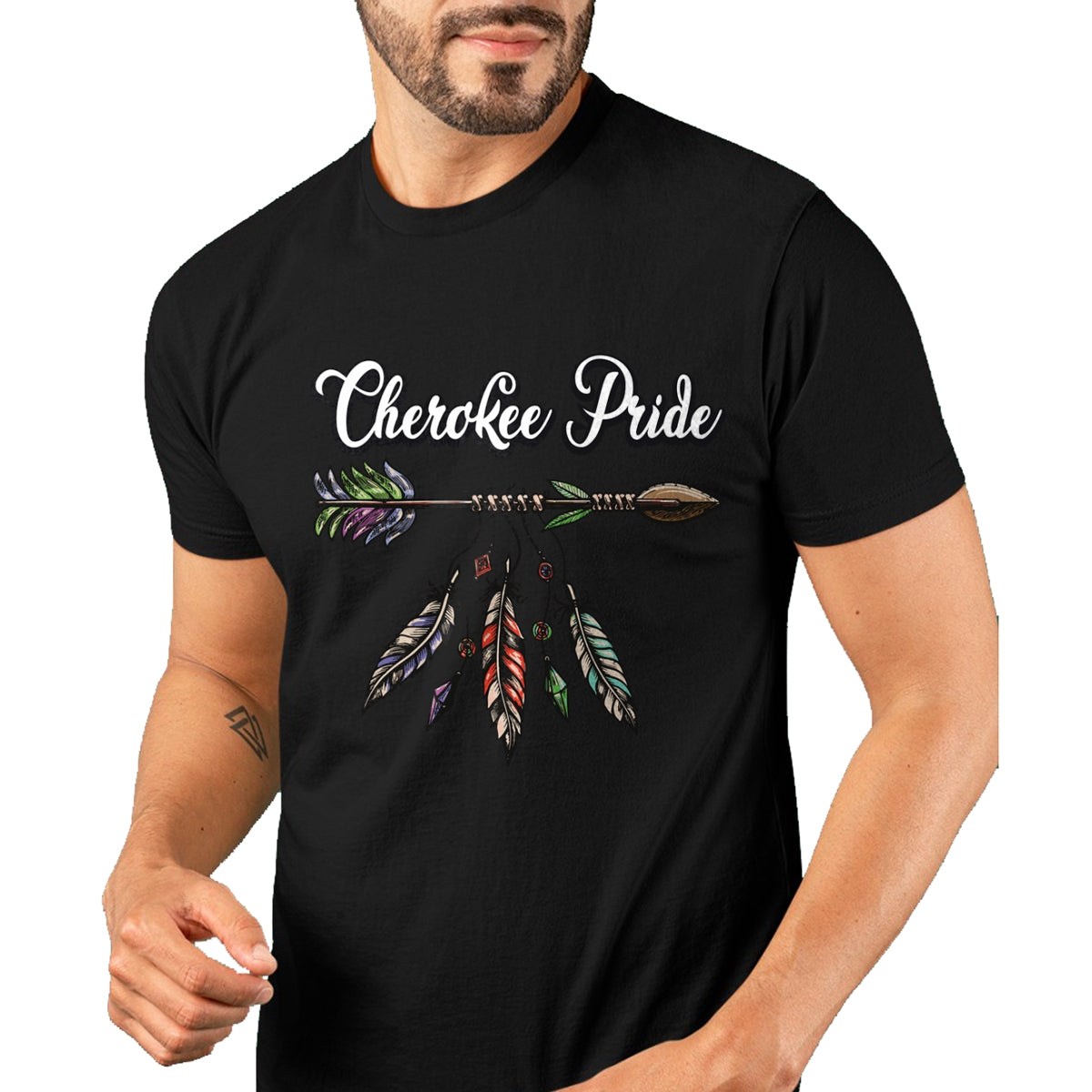 Native American T-Shirts, Vintage Native American Unisex T-Shirt/Hoodie/Sweatshirt HLT00 - American Flag - Cherokee Pride Feathers Native American Long Sleeve T-Shirt