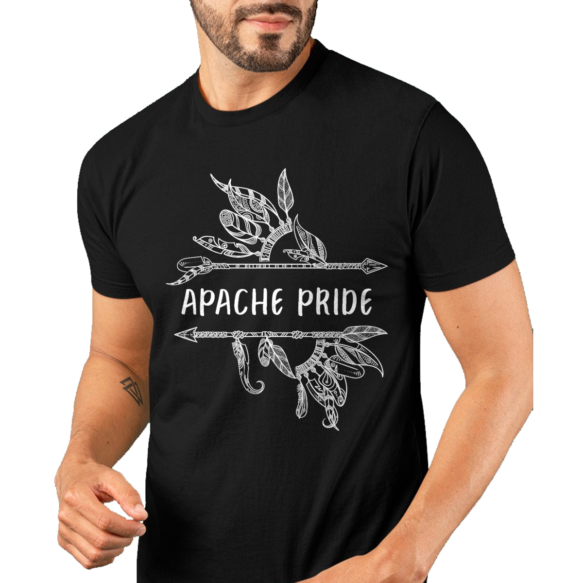 Native American T-Shirts, Vintage Native American Unisex T-Shirt/Hoodie/Sweatshirt HLT00 - American Flag - Apache Pride Indian Native American Roots T-Shirt (1)