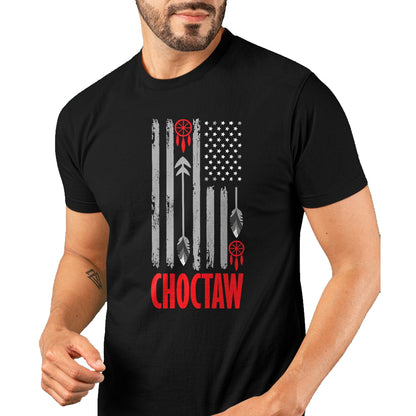 Native American T-Shirts, Vintage Native American Unisex T-Shirt/Hoodie/Sweatshirt HLT00 - American Flag - Choctaw Tribe Native American Day Indigenous Peoples Day Men T-Shirt