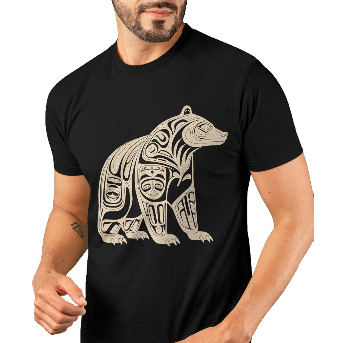 Native American T-Shirts, Vintage Native American Unisex T-Shirt/Hoodie/Sweatshirt HLT00 - American Flag - Bear Native Formline Art Salish Haida Tlingit Pacific Animal T-Shirt (1)