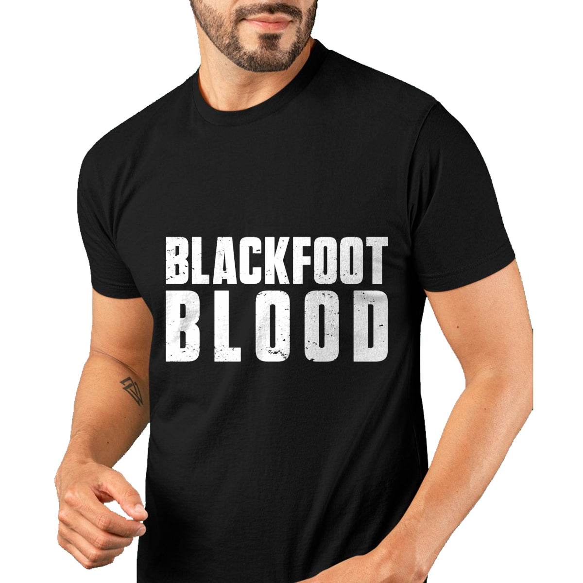 Native American T-Shirts, Vintage Native American Unisex T-Shirt/Hoodie/Sweatshirt HLT00 - American Flag - Blackfoot Blood for Proud Native American Blackfoot Tribe Long Sleeve T-Shirt