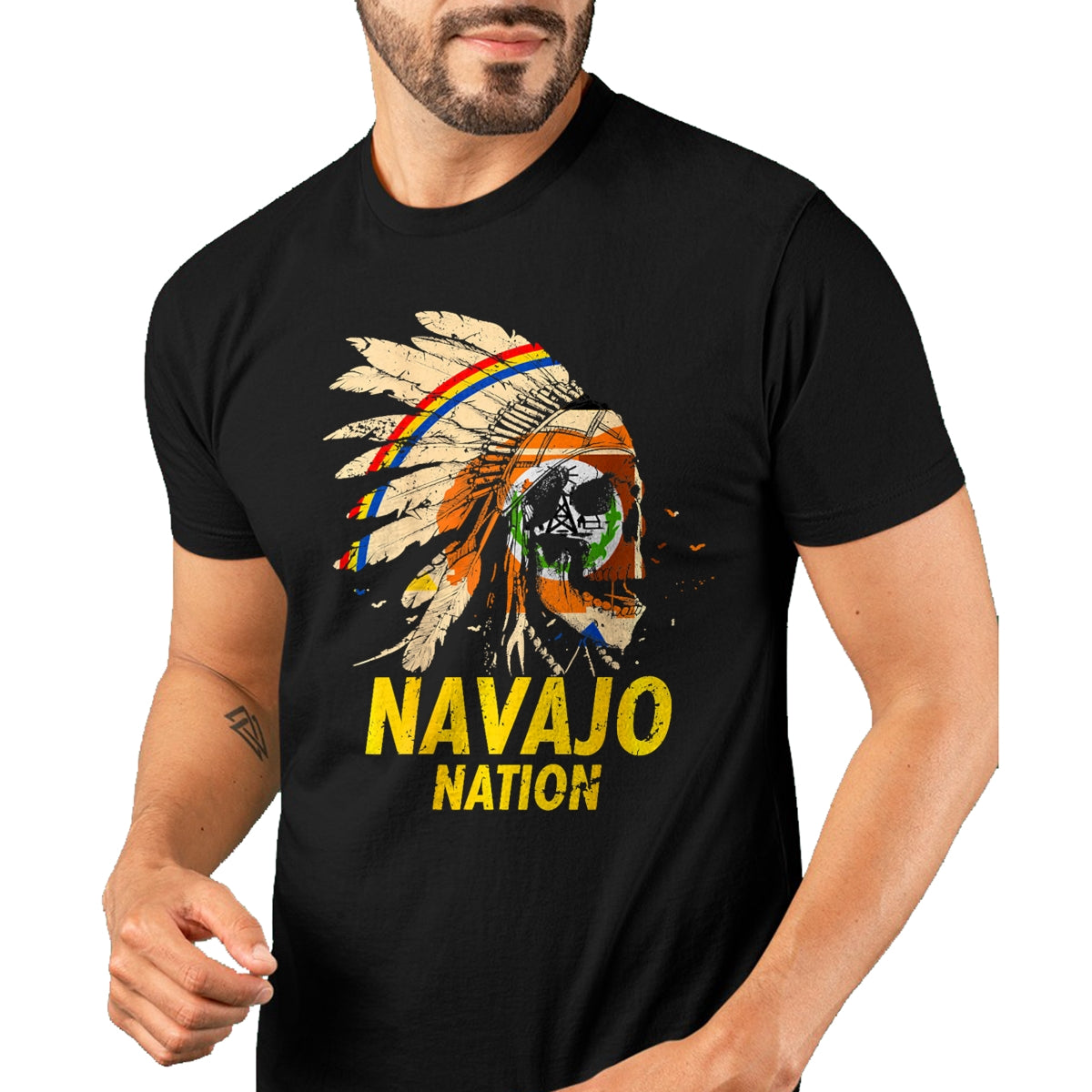 Native American T-Shirts, Vintage Native American Unisex T-Shirt/Hoodie/Sweatshirt HLT00 - American Flag - BACK PRINT Navajo-Nation Flag Native American T-Shirt (1)