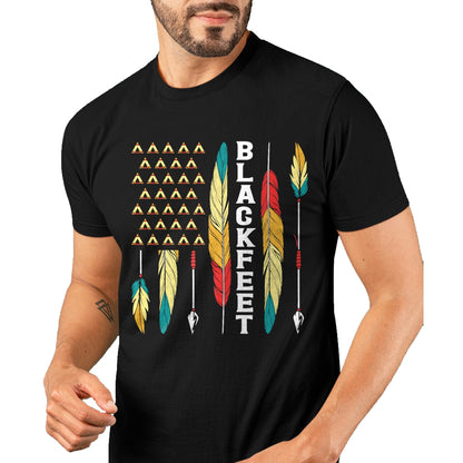 Native American T-Shirts, Vintage Native American Unisex T-Shirt/Hoodie/Sweatshirt HLT00 - American Flag - Blackfeet Flag Native Pride American Indian Tribe Blackfeet T-Shirt (1)