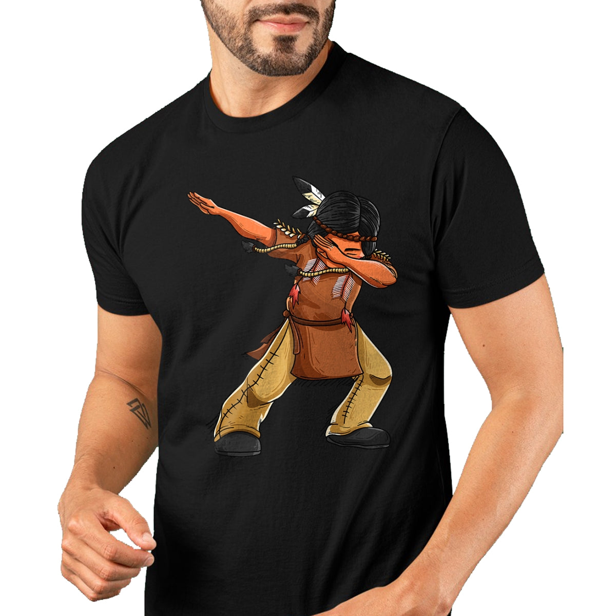 Native American T-Shirts, Vintage Native American Unisex T-Shirt/Hoodie/Sweatshirt HLT00 - American Flag - Dabbing Indian Funny Cute Native American Dance Dab Gift T-Shirt (1)
