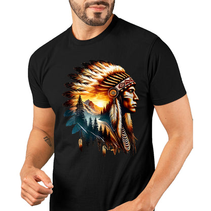 Native American T-Shirts, Vintage Native American Unisex T-Shirt/Hoodie/Sweatshirt HLT00 - American Flag - Cool Native American Indian Chief Men Women Native American T-Shirt (1)