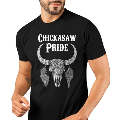 Native American T-Shirts, Vintage Native American Unisex T-Shirt/Hoodie/Sweatshirt HLT00 - American Flag - Chickasaw Pride Tribe Native American Indian Buffalo T-Shirt (1)
