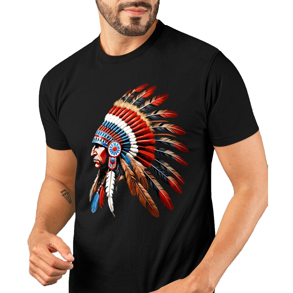 Native American T-Shirts, Vintage Native American Unisex T-Shirt/Hoodie/Sweatshirt HLT00 - Native American Indian Chief Headdress Indigenous Men Boys T-Shirt (1)