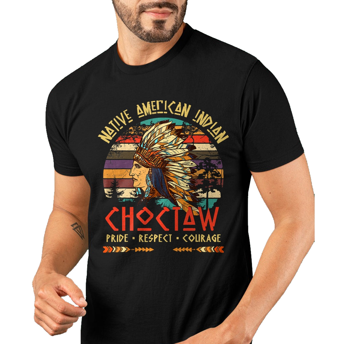 Native American T-Shirts, Vintage Native American Unisex T-Shirt/Hoodie/Sweatshirt HLT00 - American Flag - Choctaw Native American Indian Pride Indigenous Tribe T-Shirt
