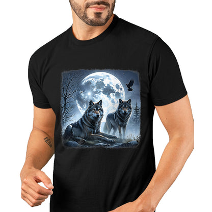 Native American T-Shirts, Vintage Native American Unisex T-Shirt/Hoodie/Sweatshirt HLT00 - Mystical Wolves Native American Full Moon Mountain 0CAS09 T-Shirt