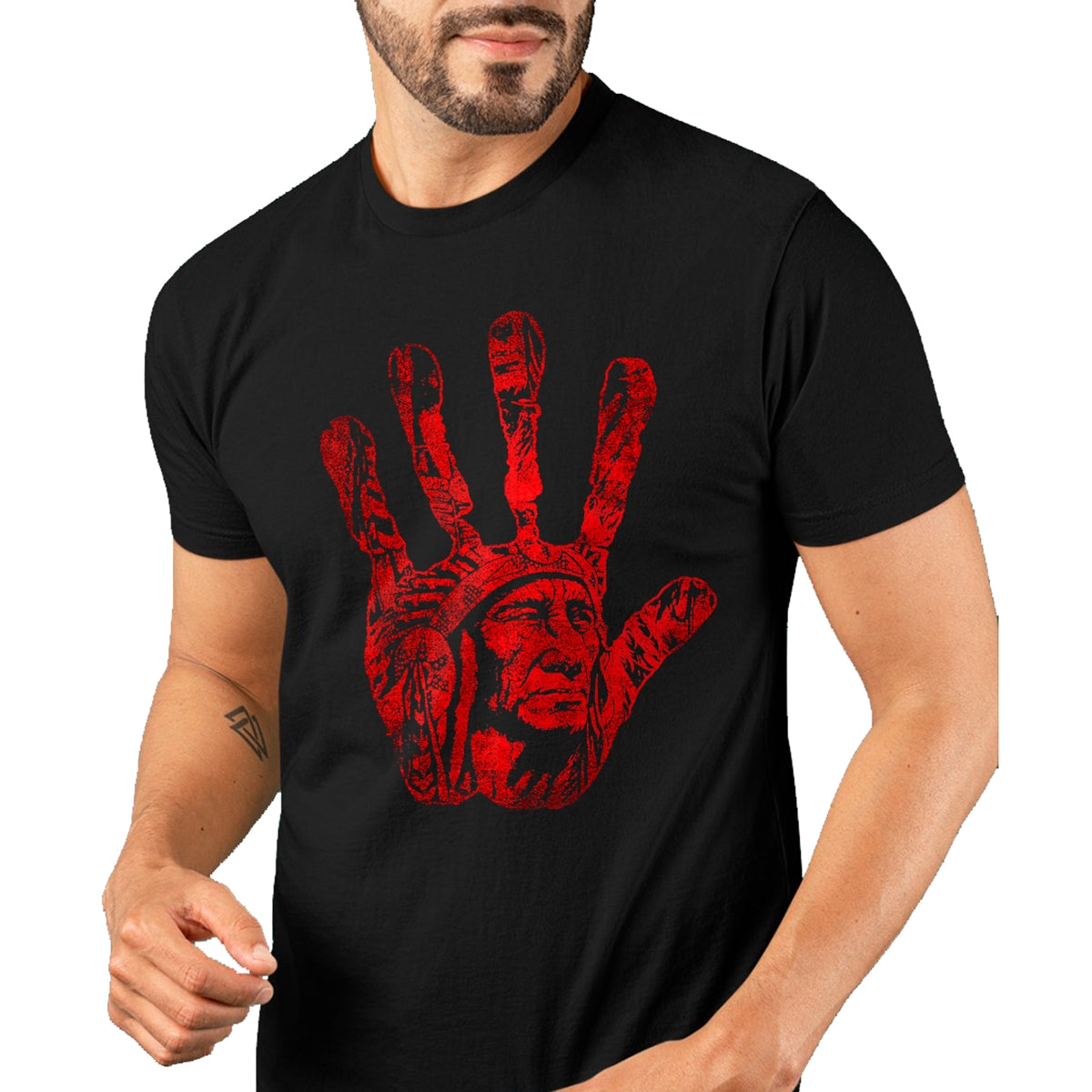 Native American T-Shirts, Vintage Native American Unisex T-Shirt/Hoodie/Sweatshirt HLT00 - Native American Indigenous Red Hand Indian Blood Themed T-Shirt (1)