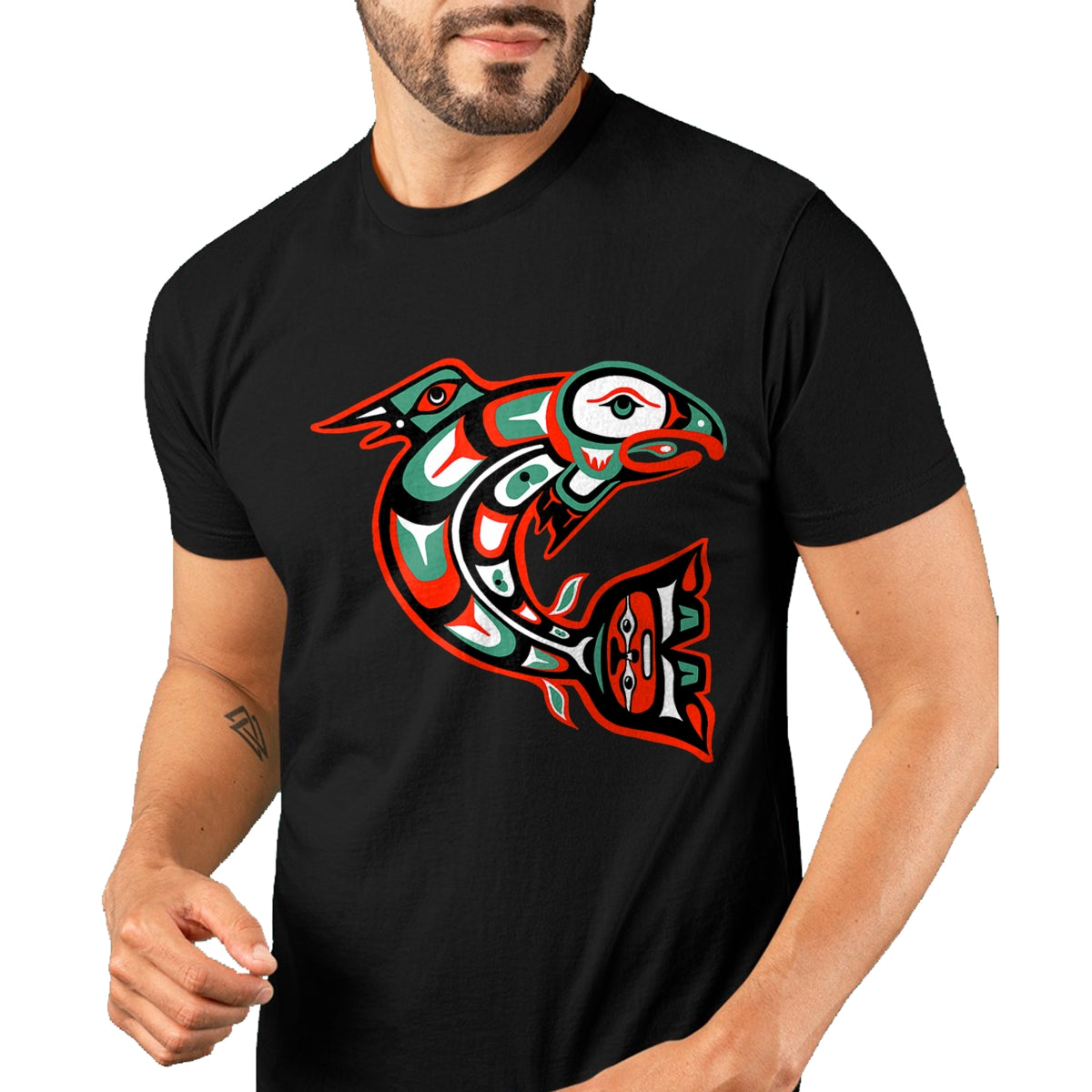 Native American T-Shirts, Vintage Native American Unisex T-Shirt/Hoodie/Sweatshirt HLT00 - Haida art, Native American Style, Salmon Totem T-Shirt