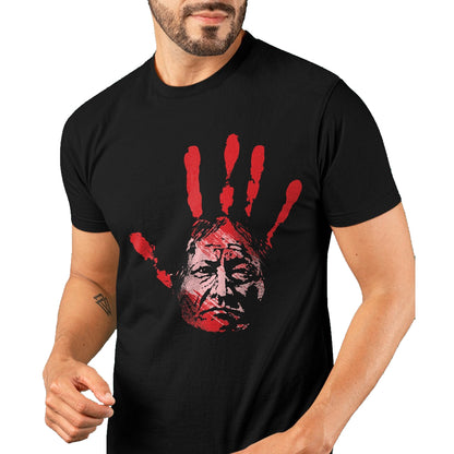 Native American T-Shirts, Vintage Native American Unisex T-Shirt/Hoodie/Sweatshirt HLT00 - Native American Indigenous Red Hand Indian Blood Themed T-Shirt (4)