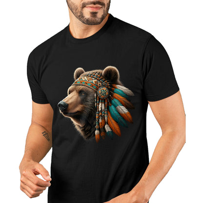 Native American T-Shirts, Vintage Native American Unisex T-Shirt/Hoodie/Sweatshirt HLT00 - Native American Bear Artwork Native American Day Design T-Shirt (1)