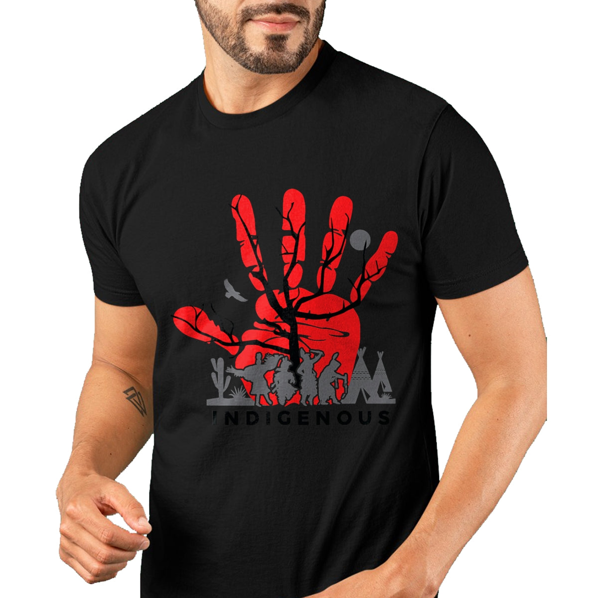 Native American T-Shirts, Vintage Native American Unisex T-Shirt/Hoodie/Sweatshirt HLT00 - Native American Indigenous Red Hand Indian Blood Themed T-Shirt (11)