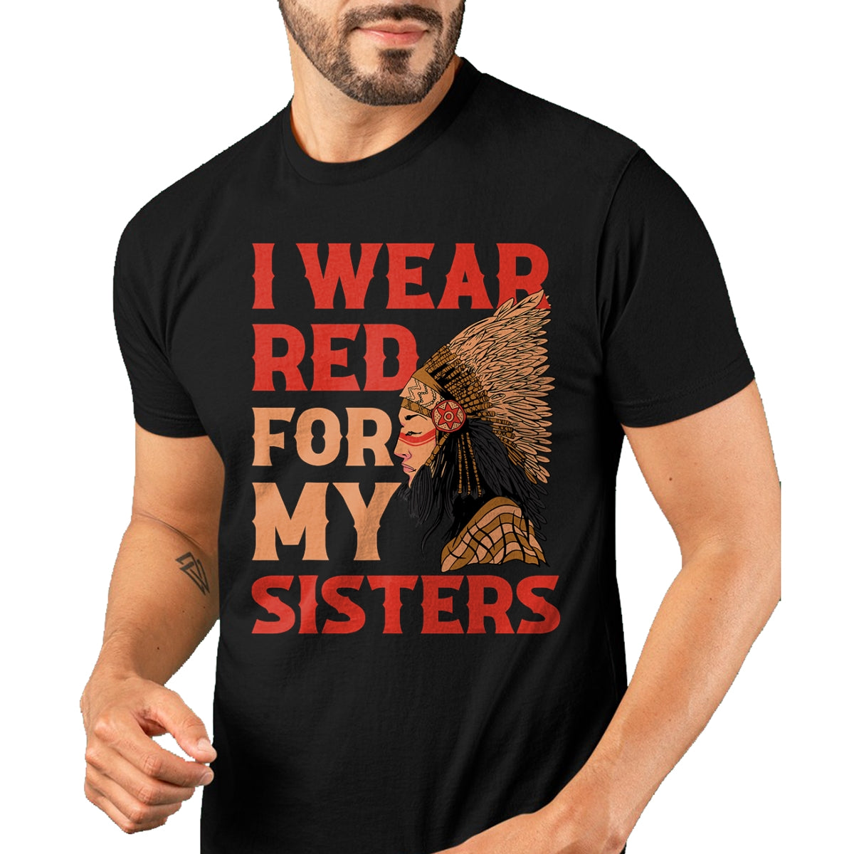 Native American T-Shirts, Vintage Native American Unisex T-Shirt/Hoodie/Sweatshirt HLT00 - I Wear Red For My Sisters Native American T-Shirt (1)