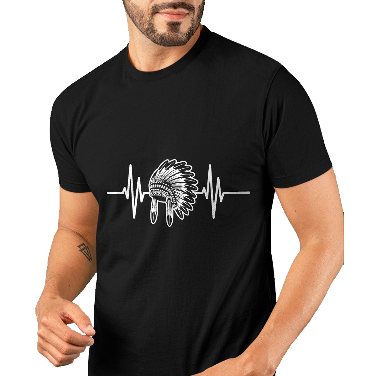 Native American T-Shirts, Vintage Native American Unisex T-Shirt/Hoodie/Sweatshirt HLT00 - Native Indian Headdress Heartbeat Indigenous Native American T-Shirt
