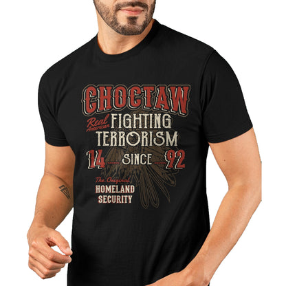 Native American T-Shirts, Vintage Native American Unisex T-Shirt/Hoodie/Sweatshirt HLT00 - American Flag - Choctaw Fighting Terrorism Since 1492 Native American T-Shirt
