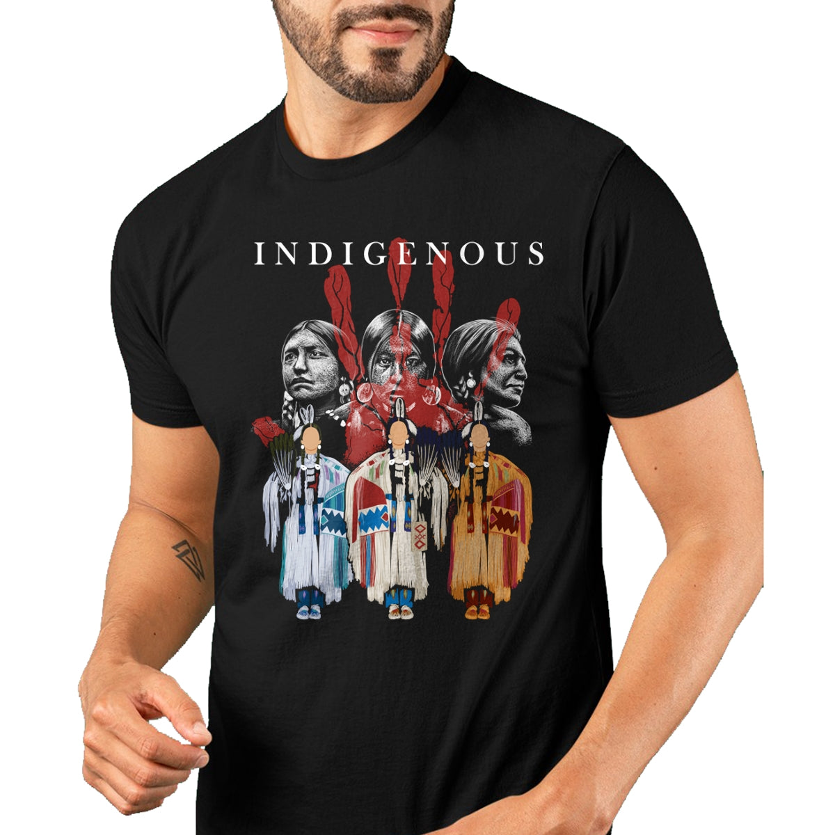 Native American T-Shirts, Vintage Native American Unisex T-Shirt/Hoodie/Sweatshirt HLT00 - Native American Indigenous Red Hand Indian Blood Themed Long Sleeve T-Shirt (1)