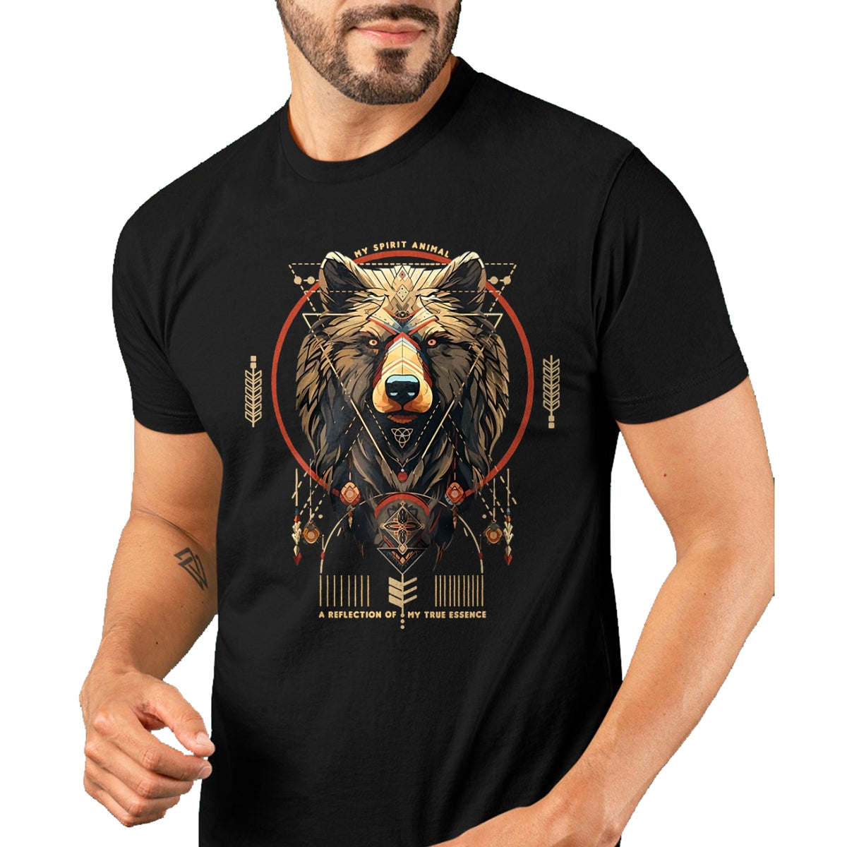Native American T-Shirts, Vintage Native American Unisex T-Shirt/Hoodie/Sweatshirt HLT00 - American Flag - Bear Native American Mountain Forest Wildlife Bears Lover T-Shirt