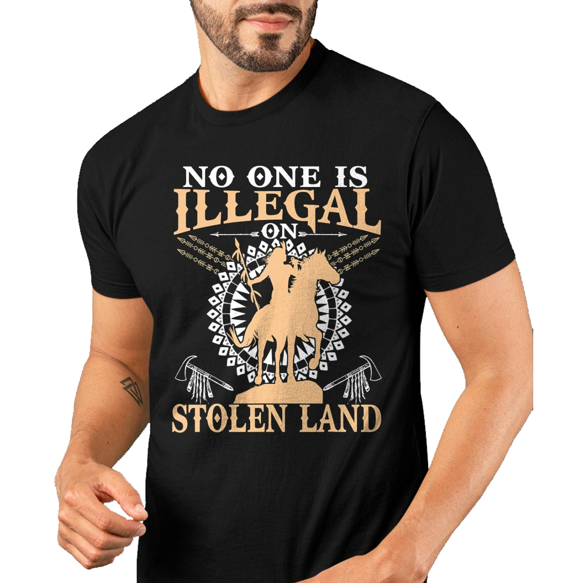 Native American T-Shirts, Vintage Native American Unisex T-Shirt/Hoodie/Sweatshirt HLT00 - No One Is Illegal on Stolen Land Tee Gifts Native Americans T-Shirt (1)
