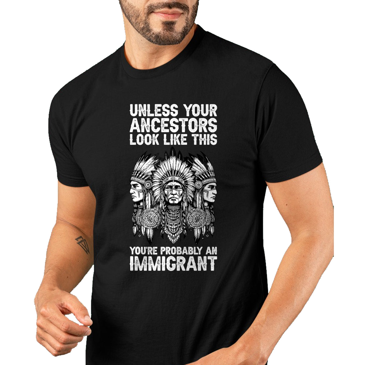 Native American T-Shirts, Vintage Native American Unisex T-Shirt/Hoodie/Sweatshirt HLT00 - Indian Native American Clothing You're Probably An Immigrant T-Shirt