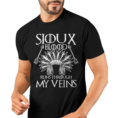 Native American T-Shirts, Vintage Native American Unisex T-Shirt/Hoodie/Sweatshirt HLT00 - Sioux Blood Proud Native American Headdress Sioux Tribe T-Shirt