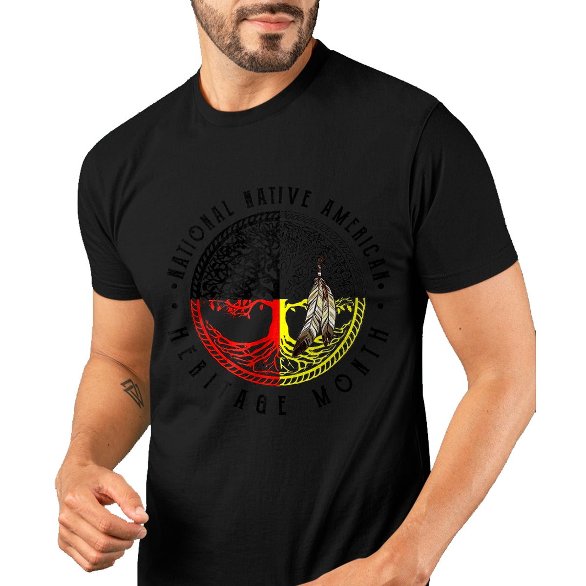 Native American T-Shirts, Vintage Native American Unisex T-Shirt/Hoodie/Sweatshirt HLT00 - Native Tree Roots Leather Native American Heritage Month T-Shirt (1)
