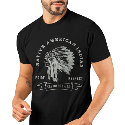 Native American T-Shirts, Vintage Native American Unisex T-Shirt/Hoodie/Sweatshirt HLT00 - American Flag - Cherokee Tribe Native American Indian Pride Respect Design T-Shirt (1)