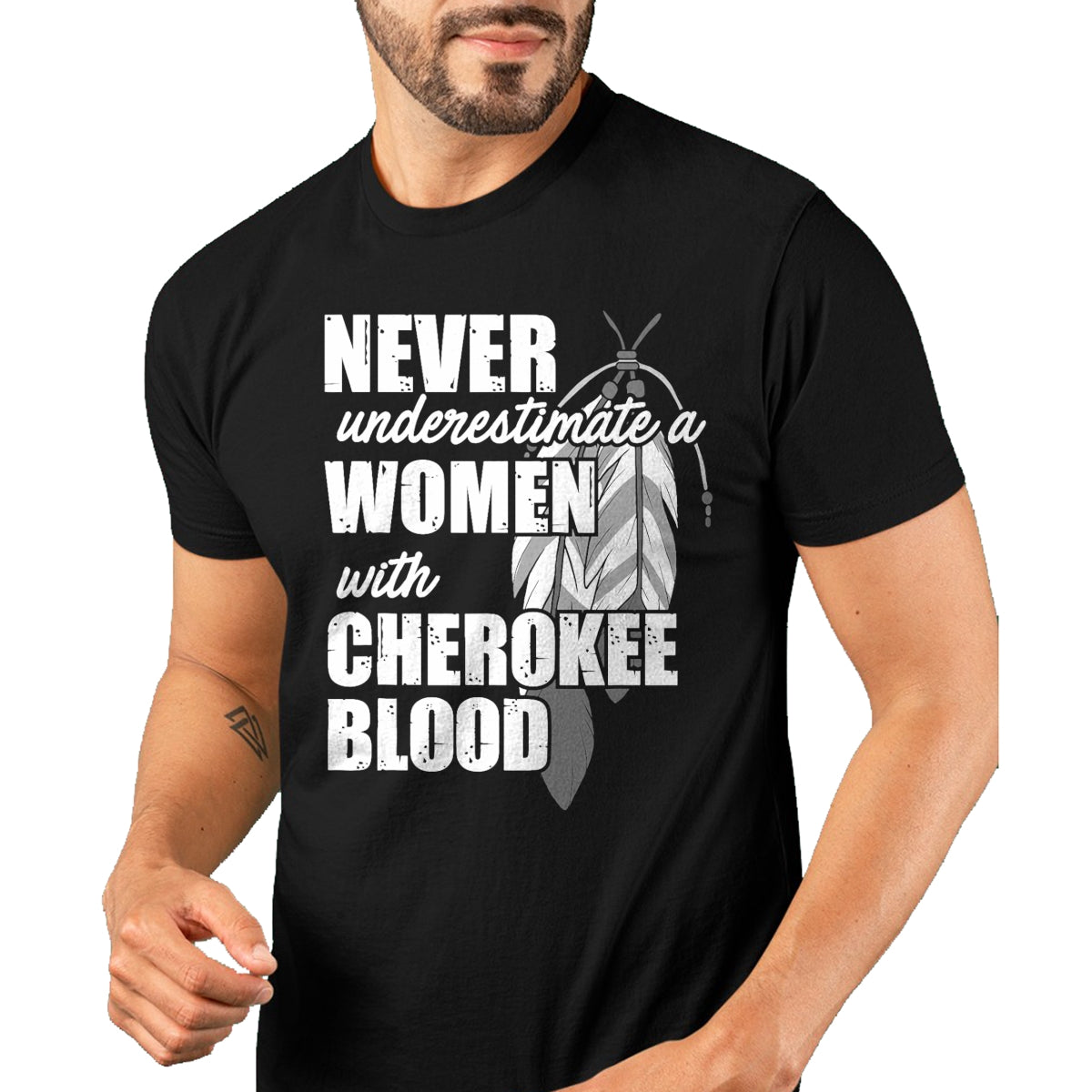 Native American T-Shirts, Vintage Native American Unisex T-Shirt/Hoodie/Sweatshirt HLT00 - American Flag - Cool Cherokee Blood Women Funny Native American Gift For Her T-Shirt (1)