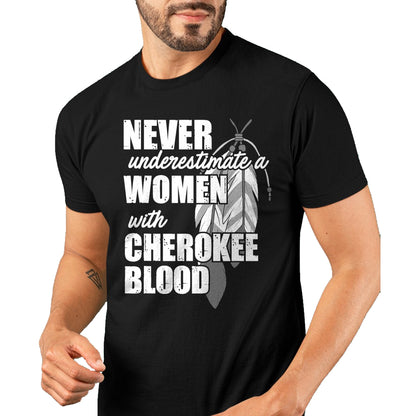 Native American T-Shirts, Vintage Native American Unisex T-Shirt/Hoodie/Sweatshirt HLT00 - American Flag - Cool Cherokee Blood Women Funny Native American Gift For Her T-Shirt (1)