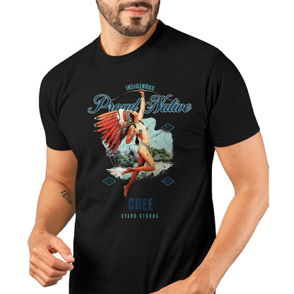 Native American T-Shirts, Vintage Native American Unisex T-Shirt/Hoodie/Sweatshirt HLT00 - American Flag - Cree Indigenous Proud Native Art Deco Stand Strong T-Shirt